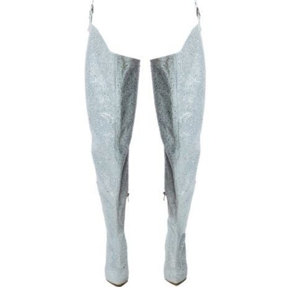 Chap My Hide Denim Rhinestone Boots - Picture 6 of 6